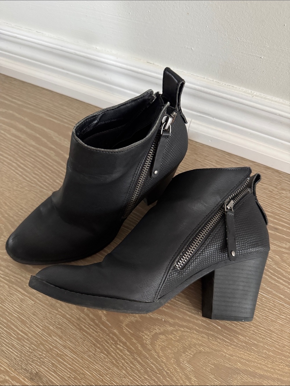 DV by Dolce Vita Black Leather Ankle Booties with Side Zips